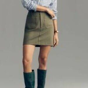 Maeve The Colette Mini Skirt in Moss Green